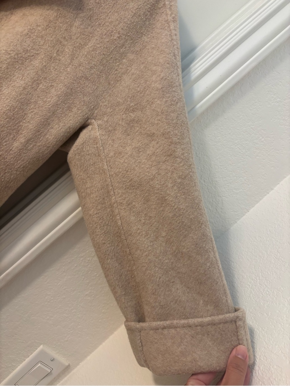 Mango MNG Beige Handmade Wool-Blend Long Belted Coat oversized S - Picture 7 of 15
